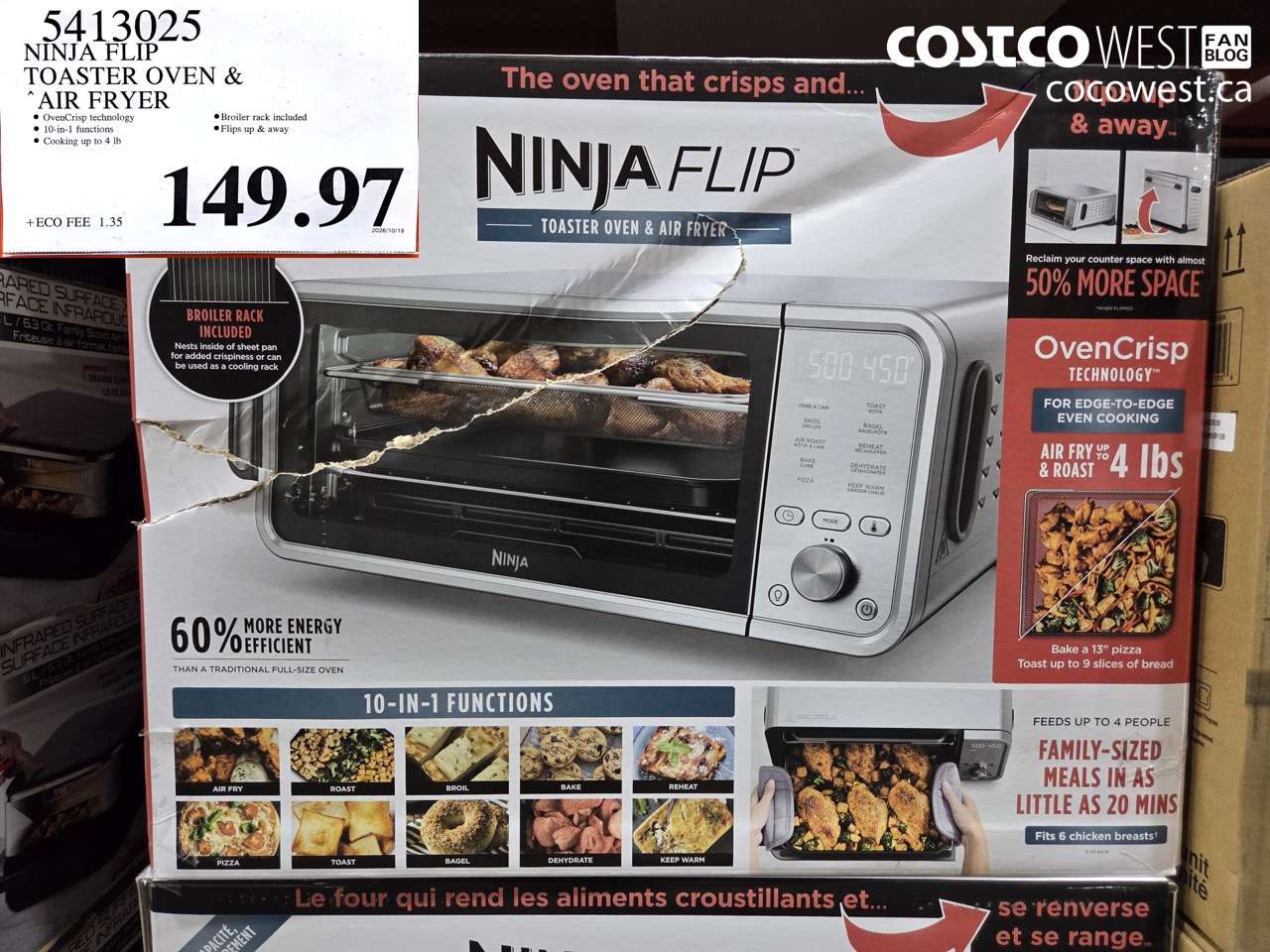 5413025 NINJA FLIP TOASTER OVEN & AIR FRYER $149.97