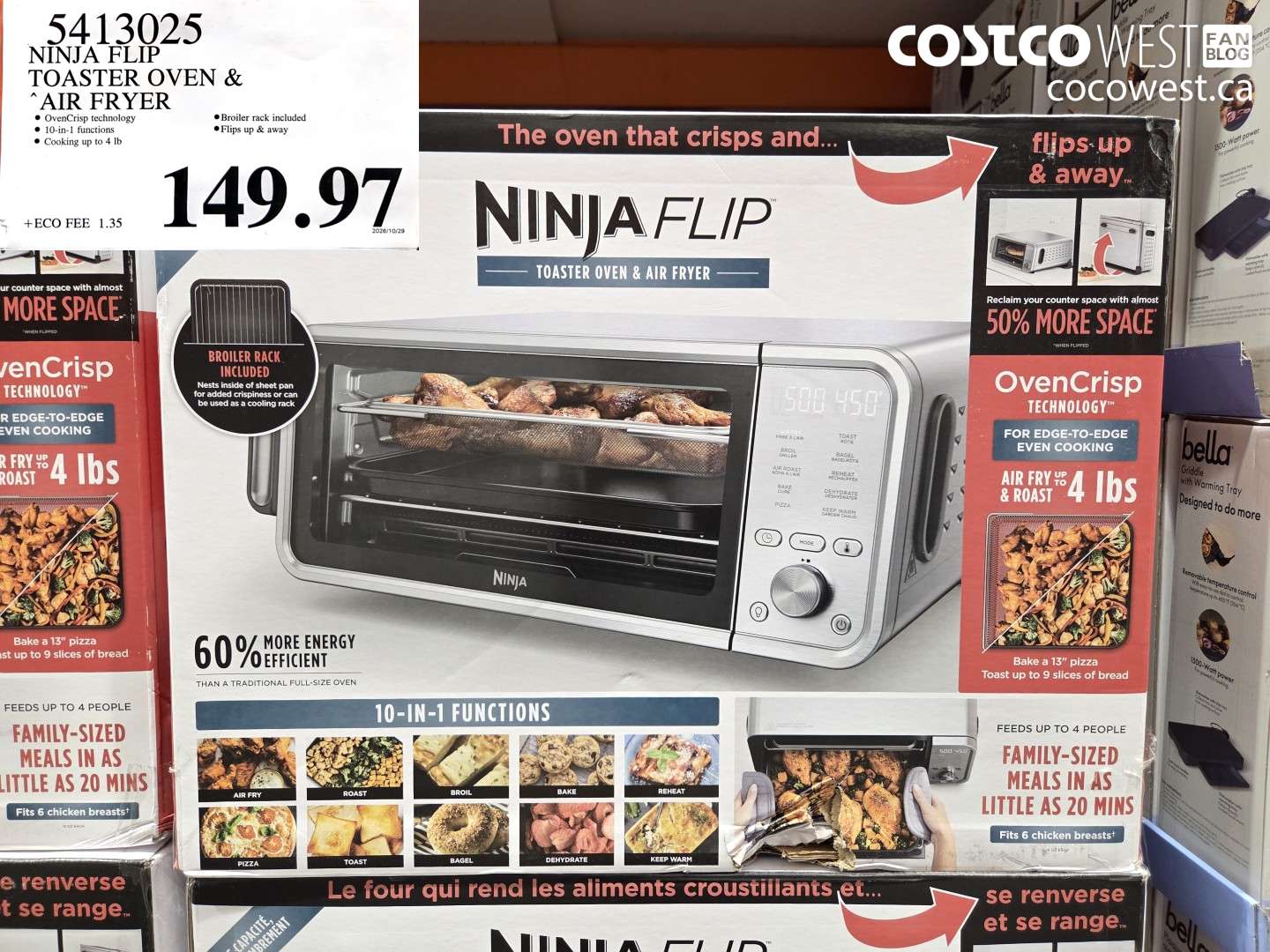 5413025 NINJA FLIP TOASTER OVEN & AIR FRYER $149.97