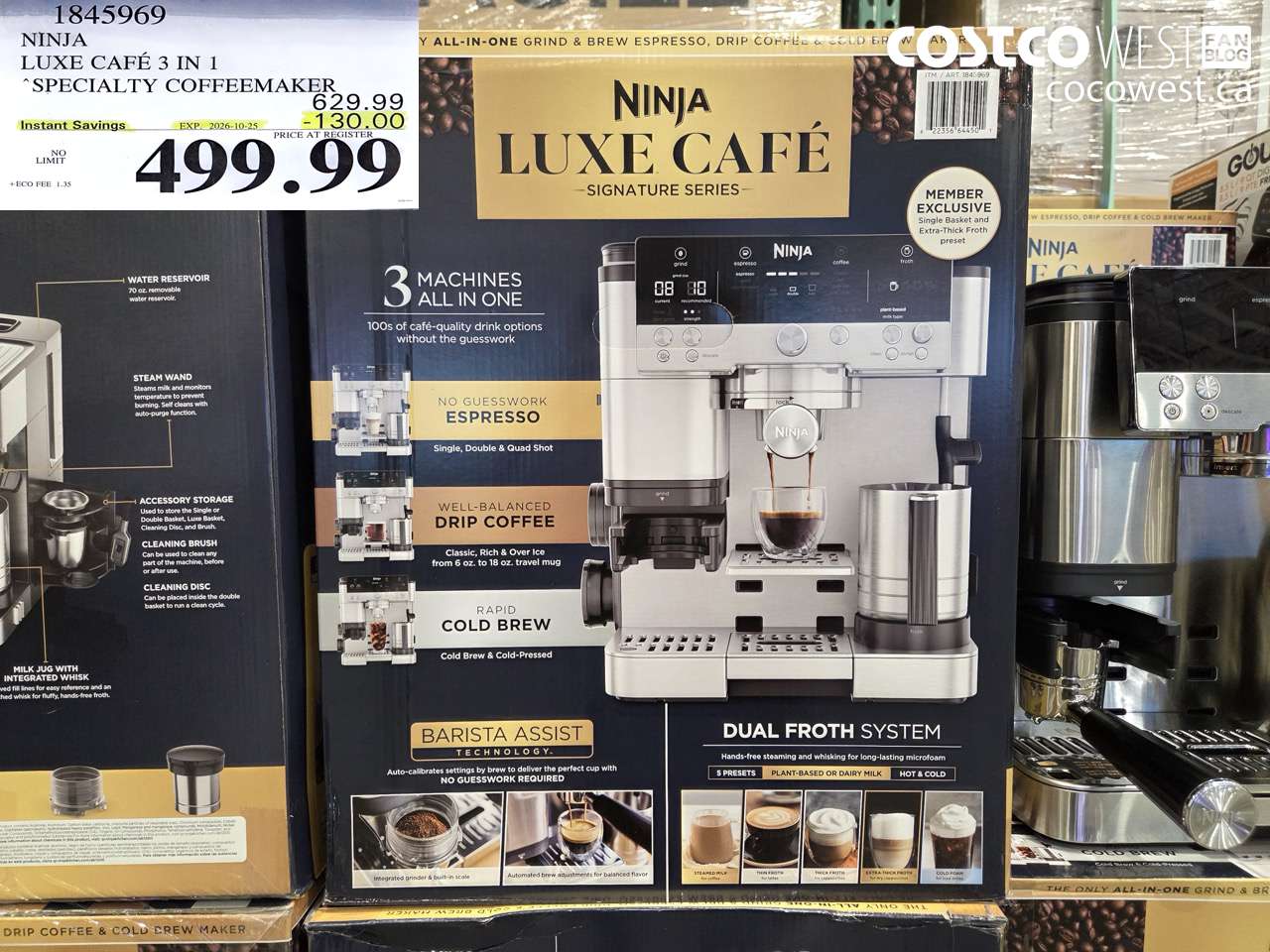 1845969 NINJA LUXE CAFÉ 3 IN 1 SPECIALTY COFFEEMAKER ($130.00 INSTANT SAVINGS EXPIRES ON 2026-10-25) $499.99