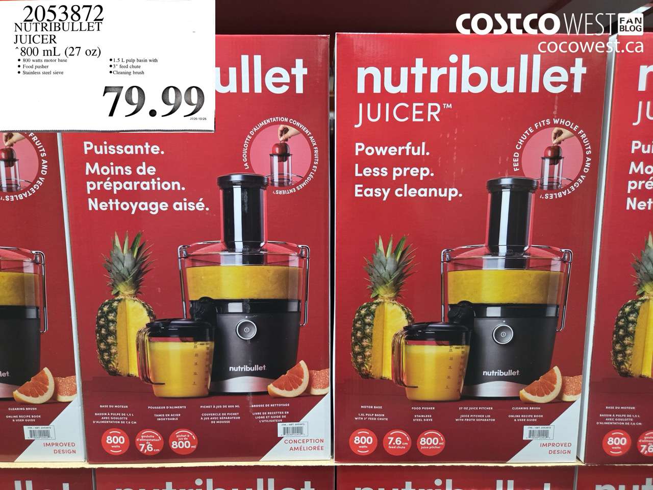 2053872 NUTRIBULLET JUICER 800 ML (27 OZ) $79.99