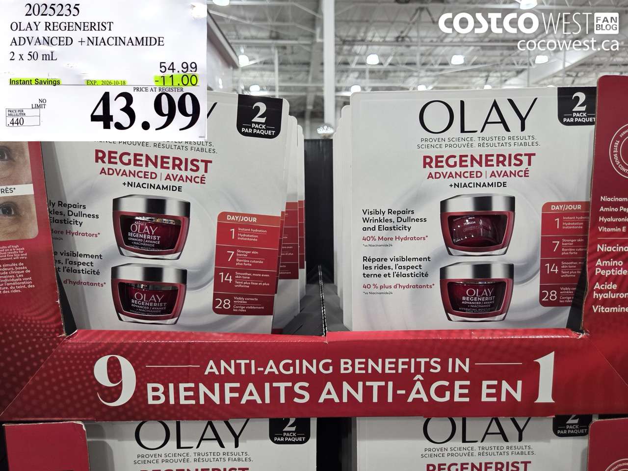 2025235 OLAY REGENERIST ADVANCED + NIACINAMIDE 2 X 50 ML ($11.00 INSTANT SAVINGS EXPIRES ON 2026-10-18) $43.99