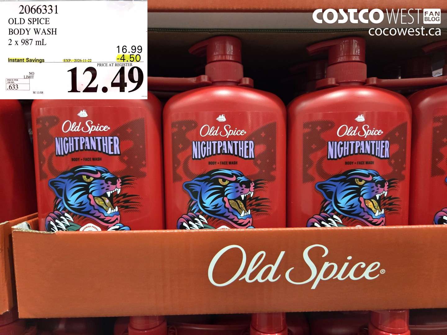 2066331 OLD SPICE BODY WASH 2 X 987 ML ($4.50 INSTANT SAVINGS EXPIRES ON 2026-11-22) $12.49