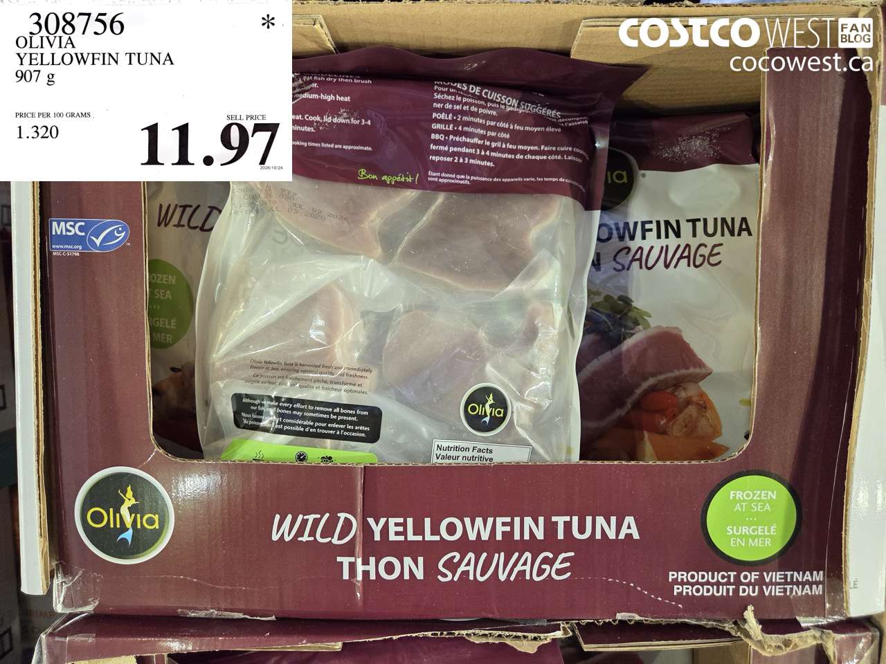308756 OLIVIA YELLOWFIN TUNA 907 G $11.97