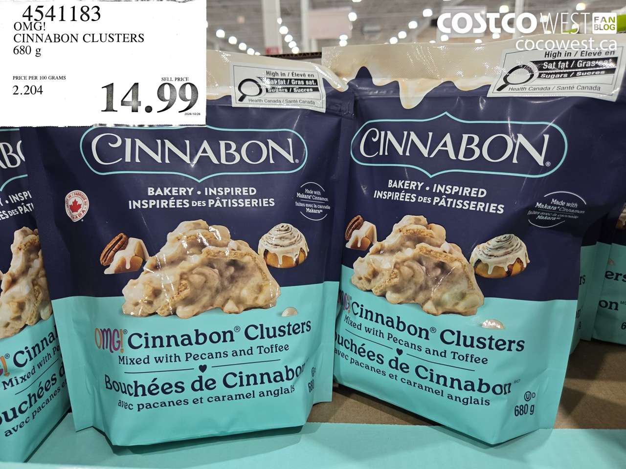 4541183 OMG! CINNABON CLUSTERS 680 G $14.99