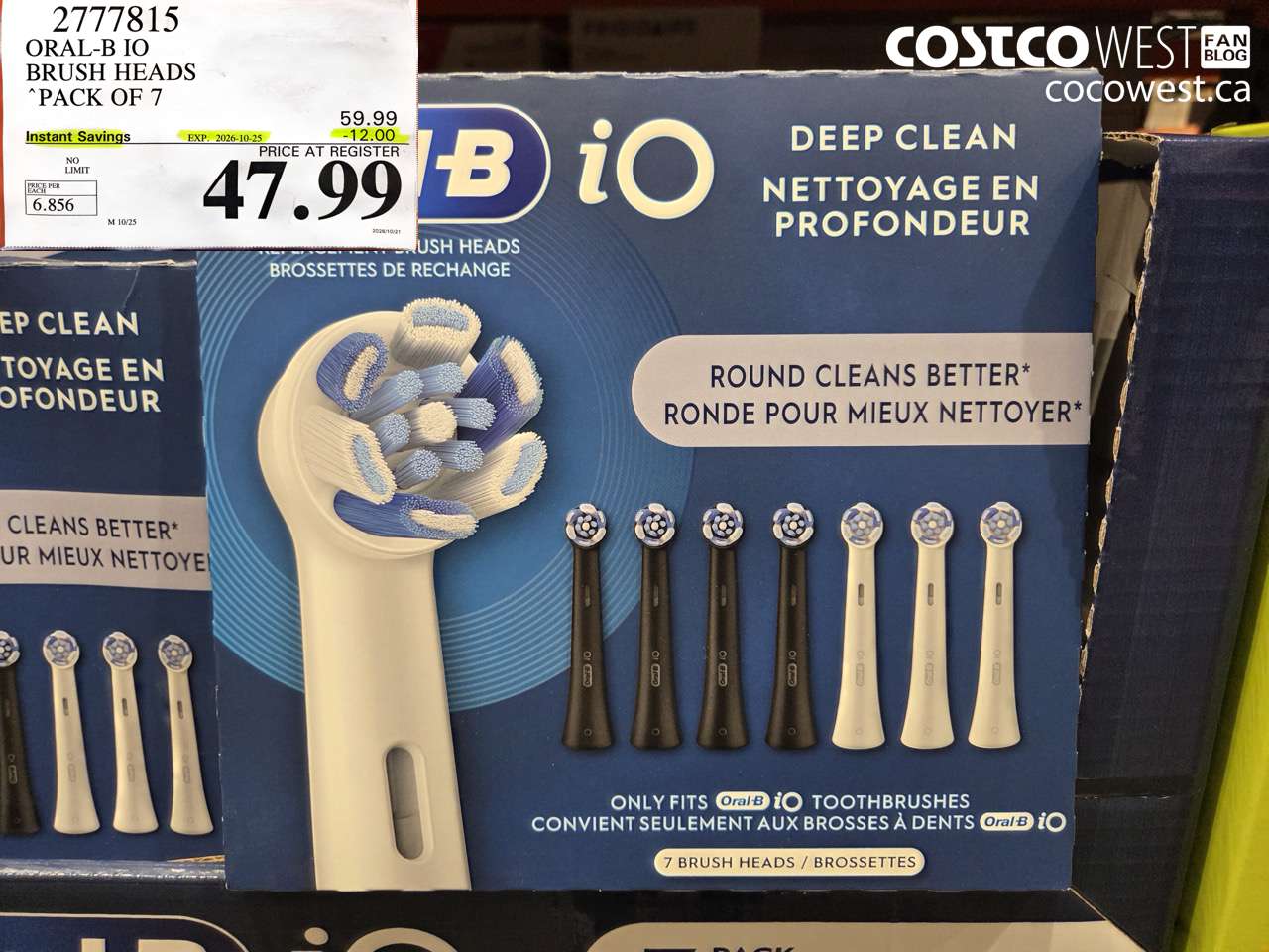 2777815 ORAL-B IO BRUSH HEADS PACK OF 7 ($12.00 INSTANT SAVINGS EXPIRES ON 2026-10-25) $47.99