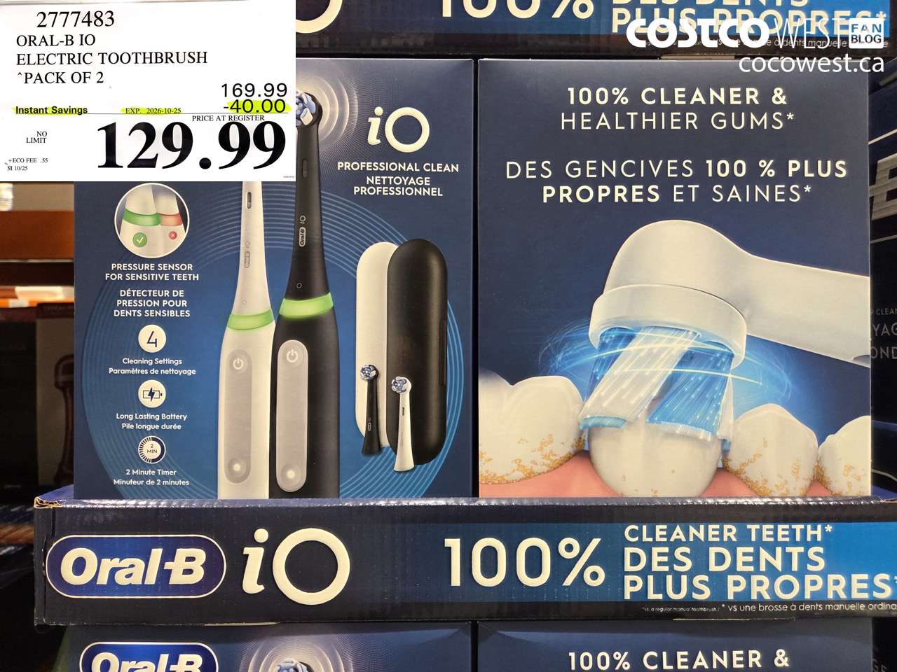 2777483 ORAL-B IO ELECTRIC TOOTHBRUSH PACK OF 2 ($40.00 INSTANT SAVINGS EXPIRES ON 2026-10-25) $129.99