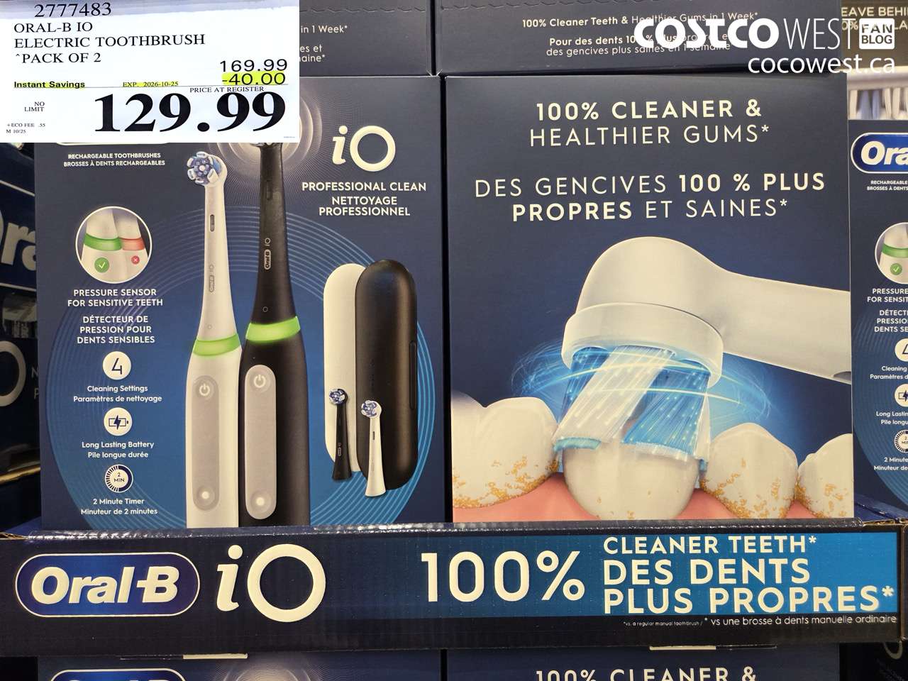2777483 ORAL-B IO ELECTRIC TOOTHBRUSH PACK OF 2 ($40.00 INSTANT SAVINGS EXPIRES ON 2026-10-25) $129.99