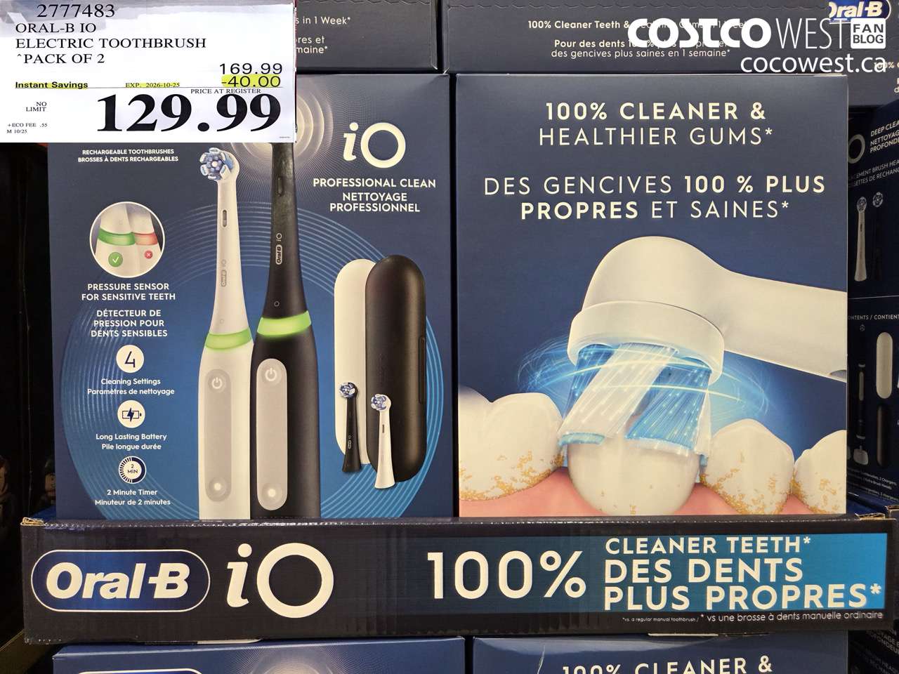 2777483 ORAL-B IO ELECTRIC TOOTHBRUSH PACK OF 2 ($40.00 INSTANT SAVINGS EXPIRES ON 2026-10-25) $129.99