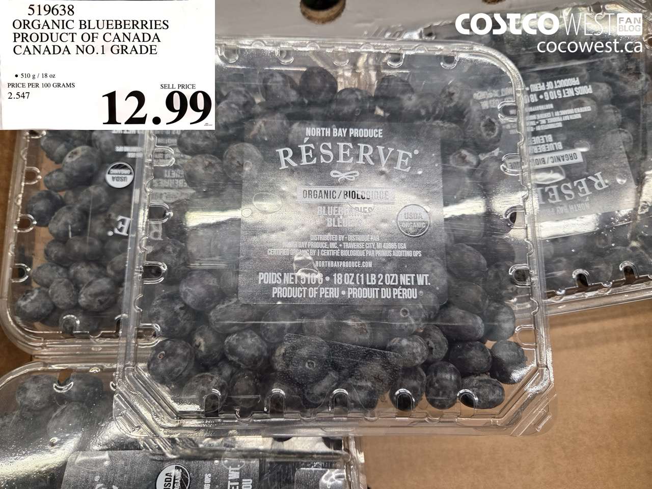519638 ORGANIC BLUEBERRIES PRODUCT OF CANADA CANADA NO.1 GRADE $12.99