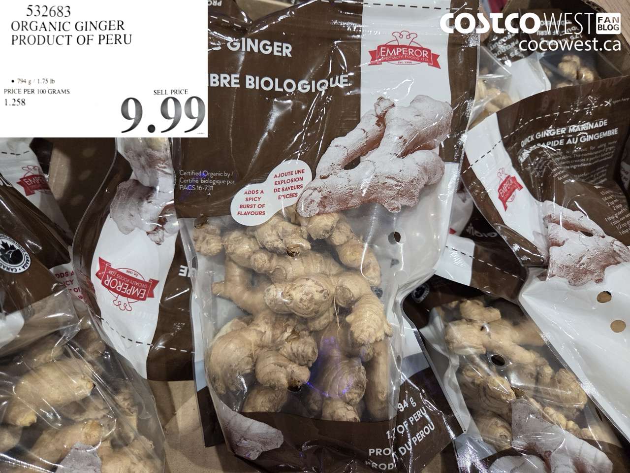 532683 ORGANIC GINGER PRODUCT OF PERU $9.99