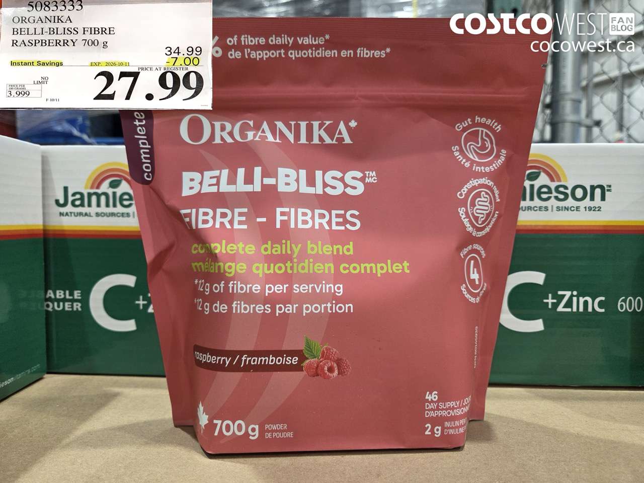 5083333 ORGANIKA BELLI-BLISS FIBRE RASPBERRY 700 G ($7.00 INSTANT SAVINGS EXPIRES ON 2026-10-11) $27.99