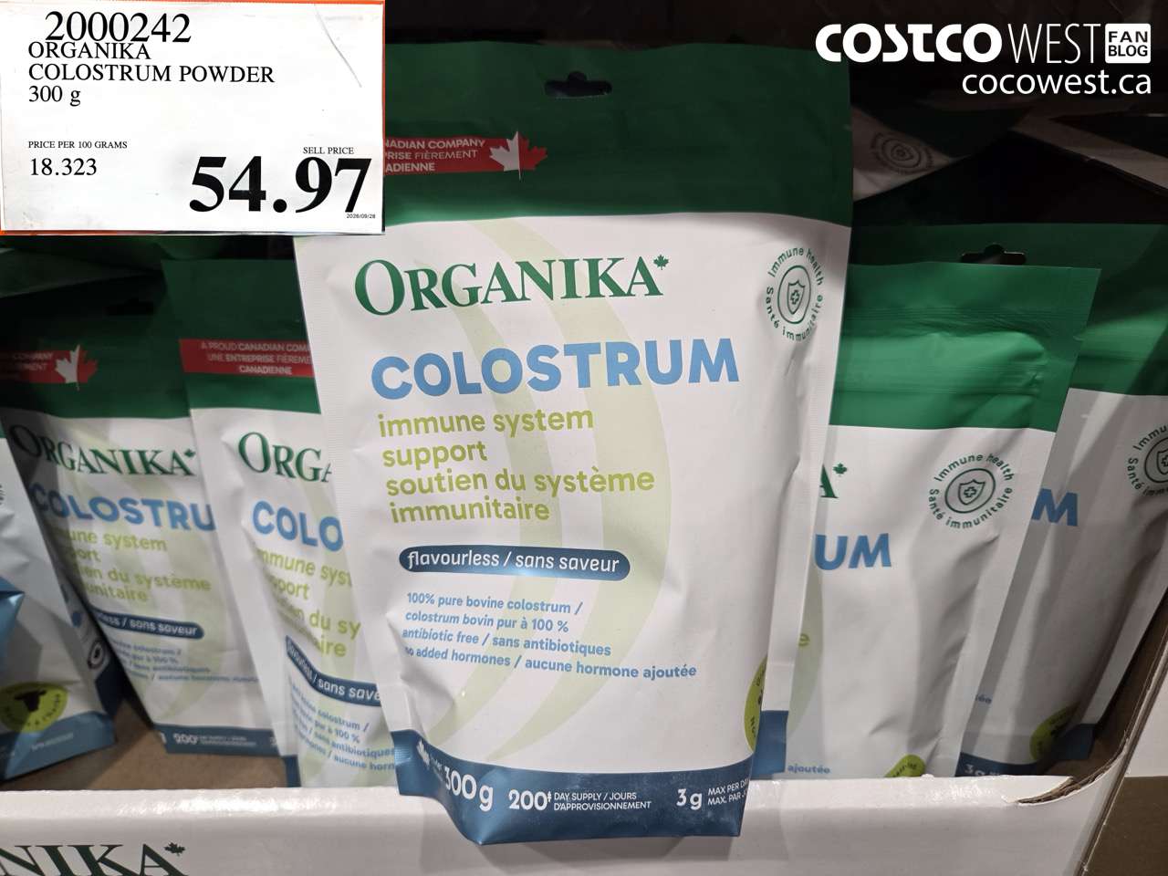 2000242 ORGANIKA COLOSTRUM POWDER 300 G $54.97