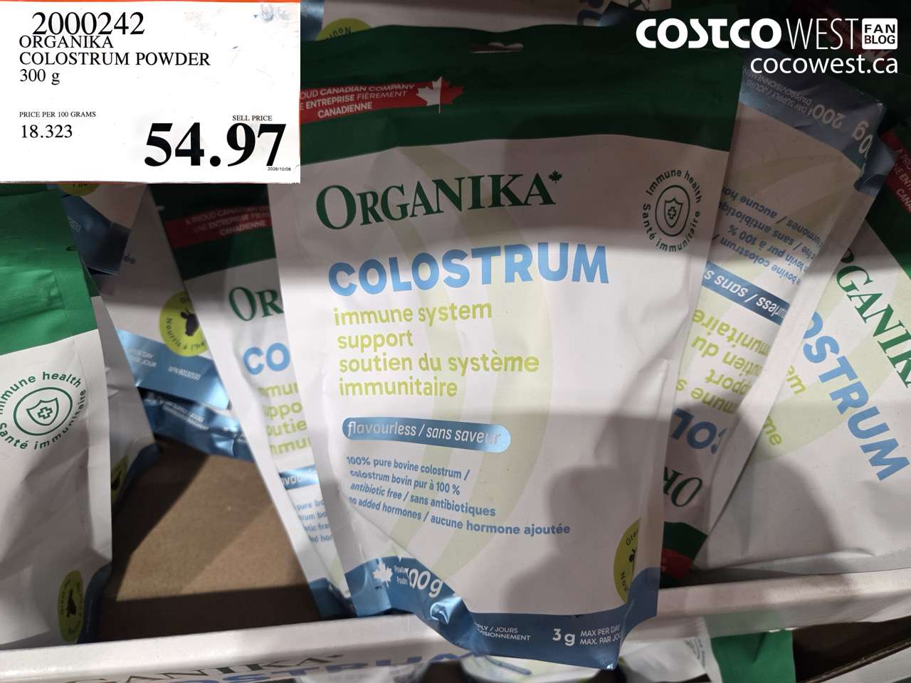 2000242 ORGANIKA COLOSTRUM POWDER 300 G $54.97