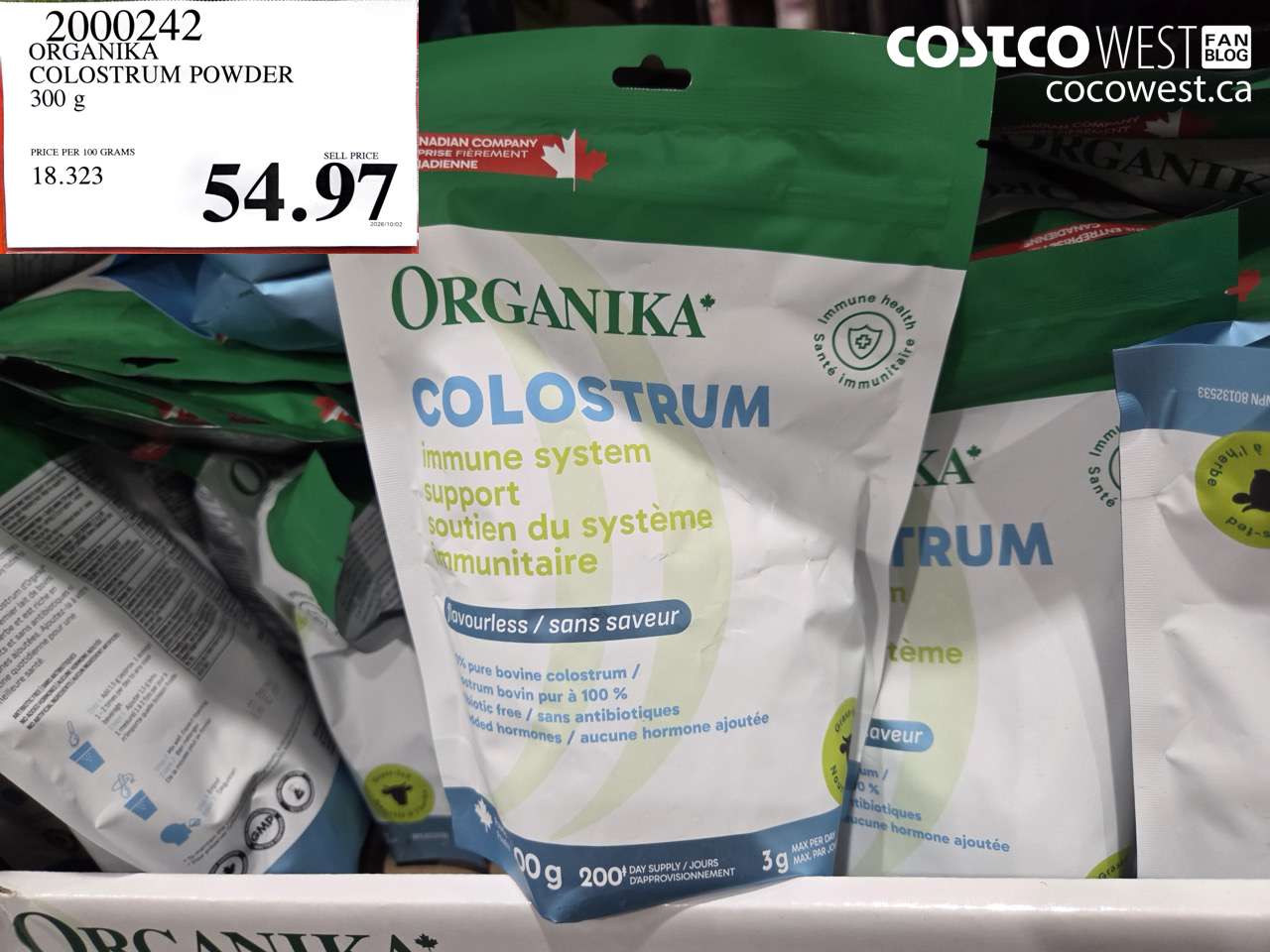2000242 ORGANIKA COLOSTRUM POWDER 300 G $54.97