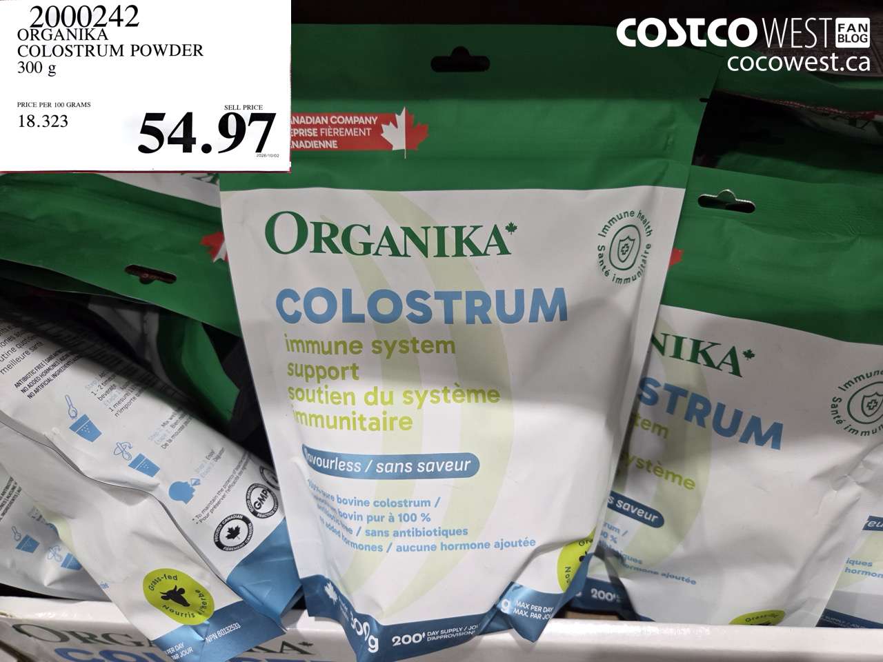 2000242 ORGANIKA COLOSTRUM POWDER 300 G $54.97