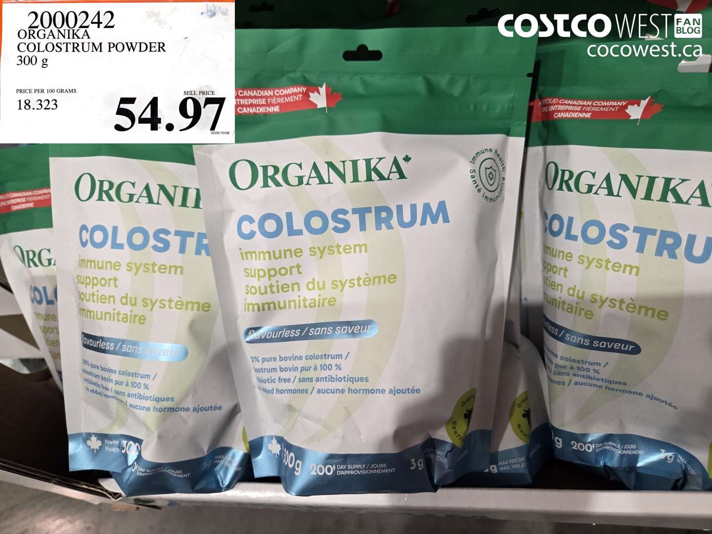 2000242 ORGANIKA COLOSTRUM POWDER 300 G $54.97