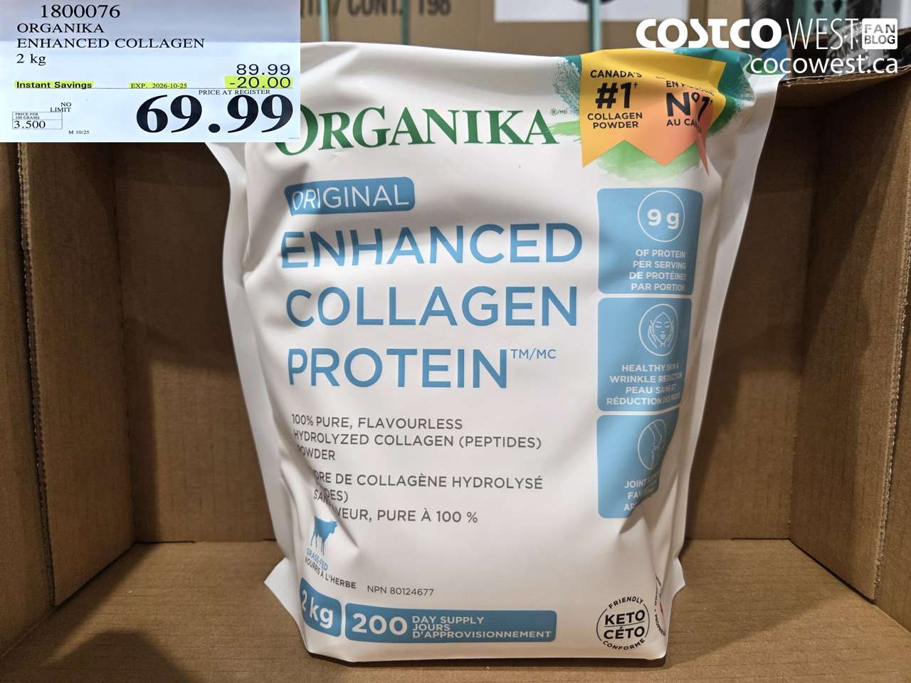 1800076 ORGANIKA ENHANCED COLLAGEN 2 KG ($20.00 INSTANT SAVINGS EXPIRES ON 2026-10-25) $69.99