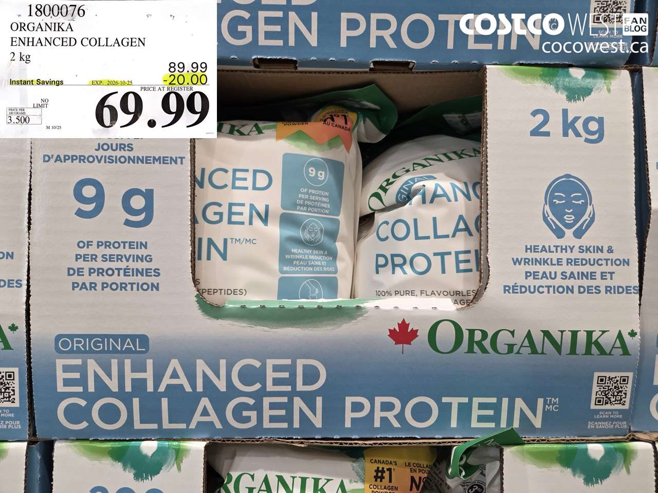 1800076 ORGANIKA ENHANCED COLLAGEN 2 KG ($20.00 INSTANT SAVINGS EXPIRES ON 2026-10-25) $69.99