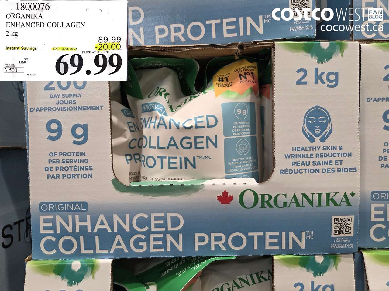 1800076 ORGANIKA ENHANCED COLLAGEN 2 KG ($20.00 INSTANT SAVINGS EXPIRES ON 2026-10-25) $69.99