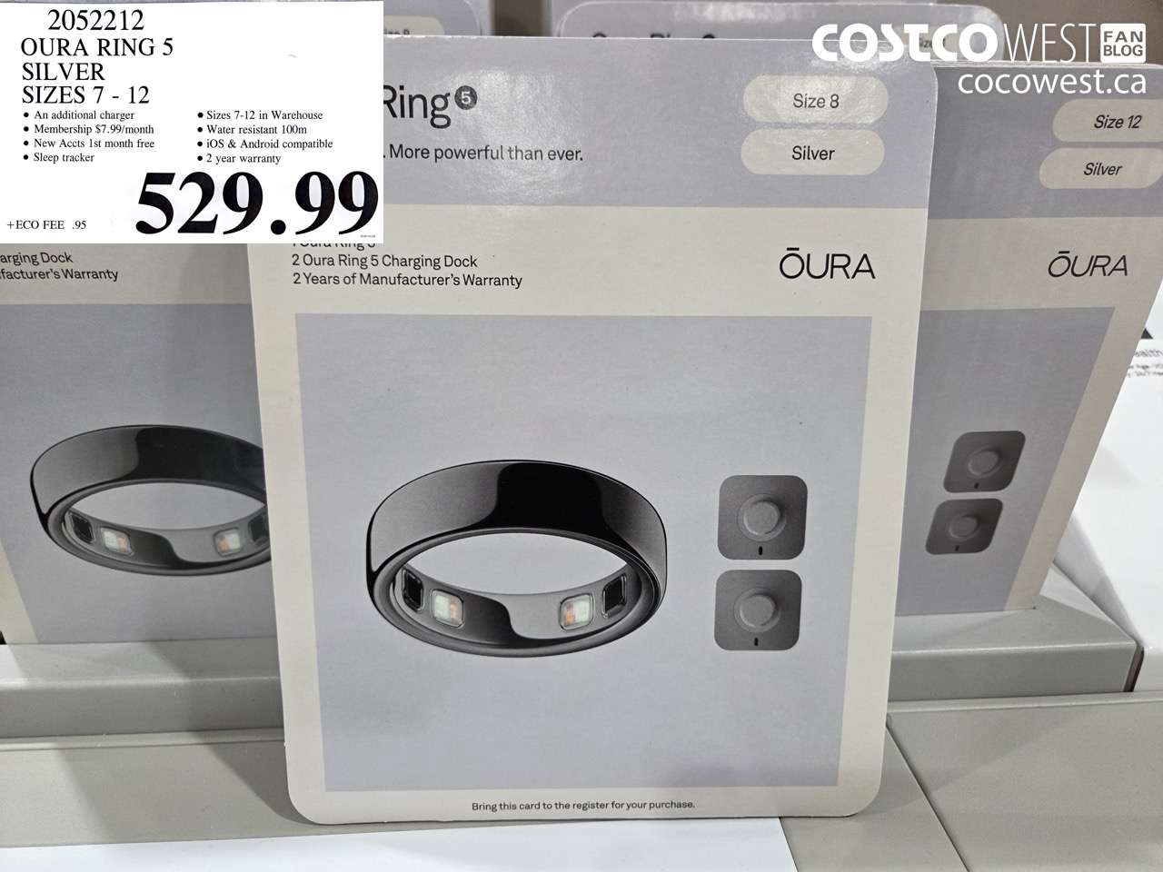 2052212 OURA RING 5 SILVER SIZES 7 - 12 $529.99