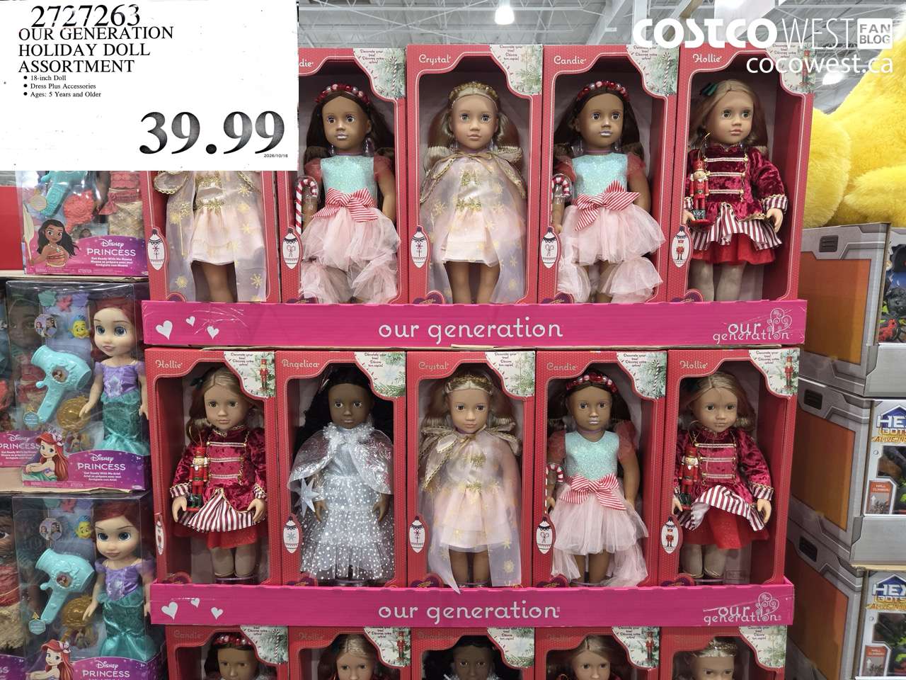 2727263 OUR GENERATION HOLIDAY DOLL ASSORTMENT $39.99