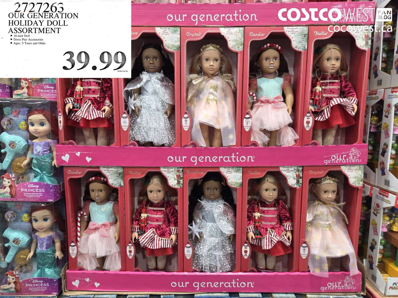 2727263 OUR GENERATION HOLIDAY DOLL ASSORTMENT $39.99