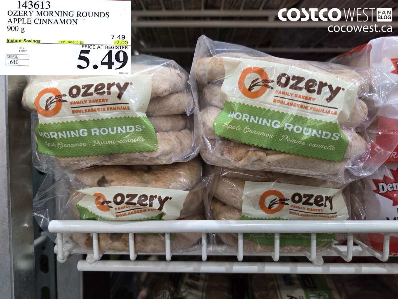 143613 OZERY MORNING ROUNDS APPLE CINNAMON 900 G ($2.00 INSTANT SAVINGS EXPIRES ON 2026-10-18) $5.49