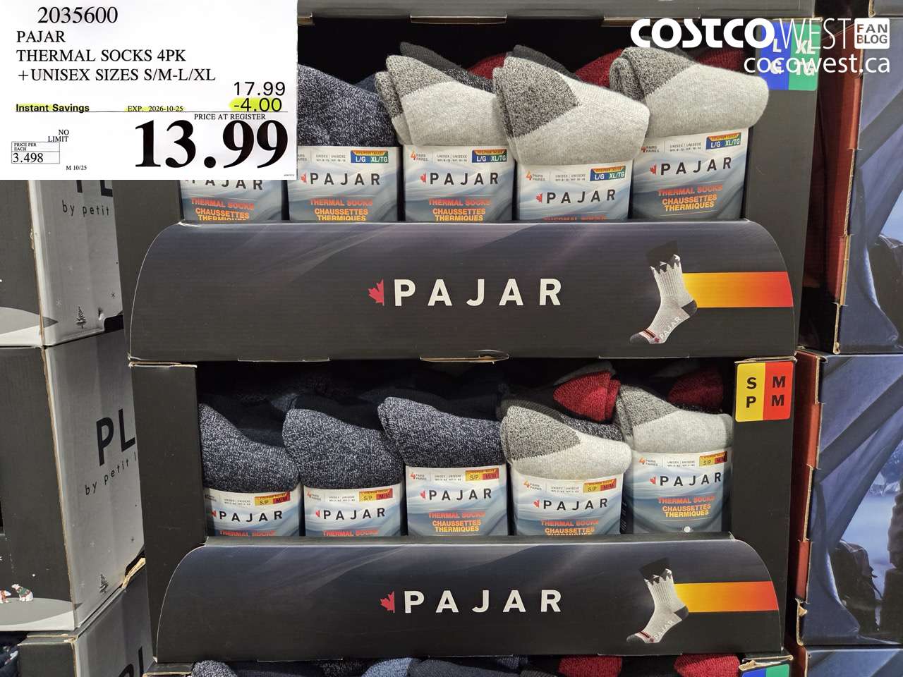 2035600 PAJAR THERMAL SOCKS 4PK UNISEX SIZES S/M-L/XL ($4.00 INSTANT SAVINGS EXPIRES ON 2026-10-25) $13.99