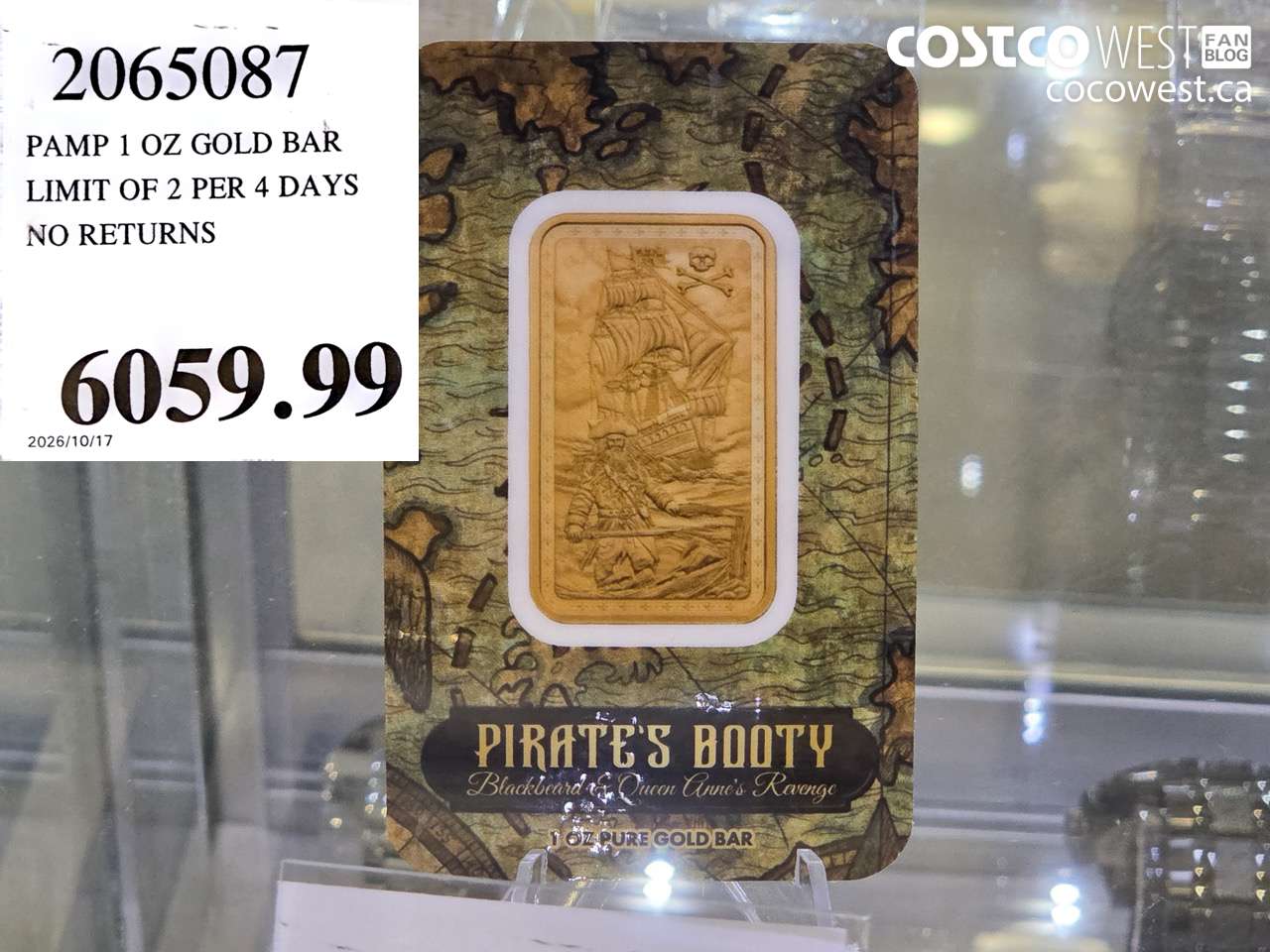 2065087 PAMP 1 OZ GOLD BAR $6059.99