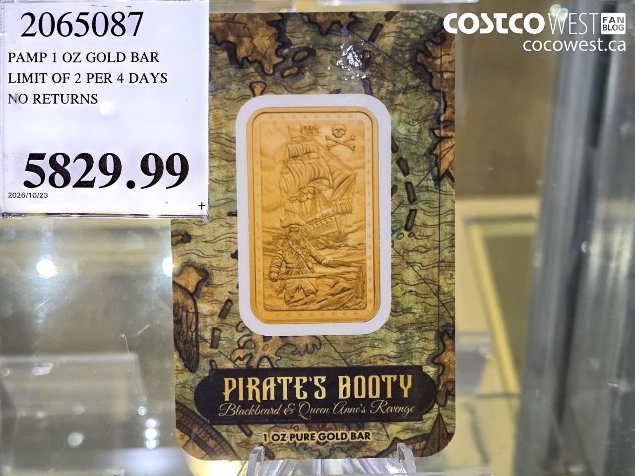 2065087 PAMP 1 OZ GOLD BAR LIMIT OF 2 PER 4 DAYS NO RETURNS $5829.99