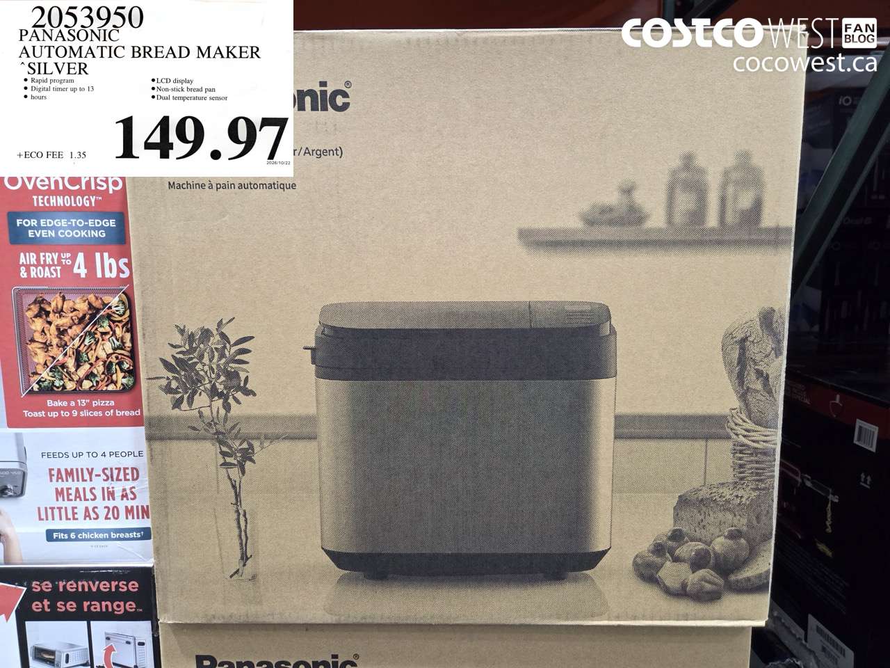 2053950 PANASONIC AUTOMATIC BREAD MAKER SILVER $149.97