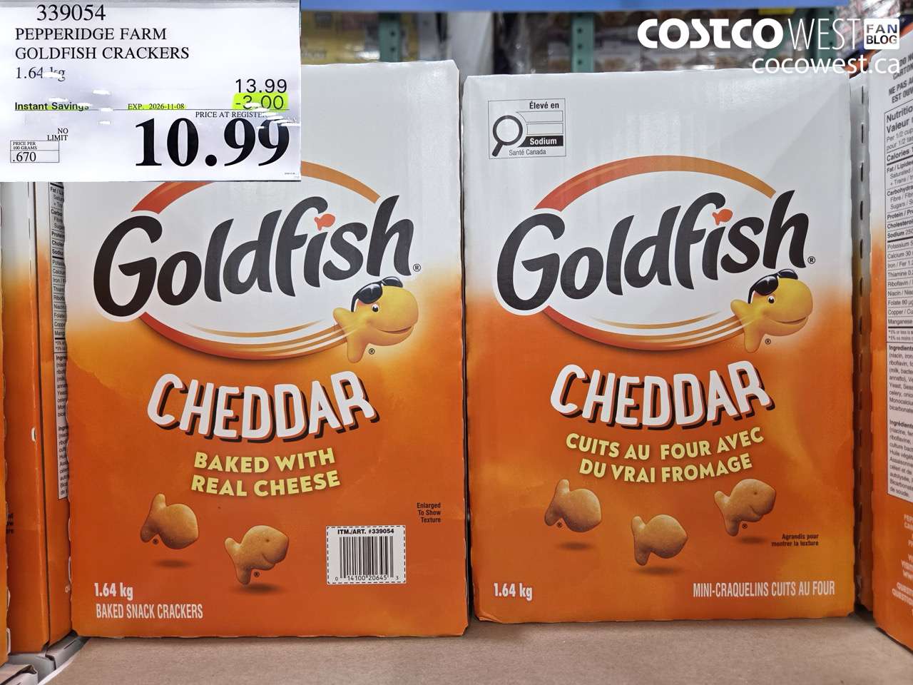 339054 PEPPERIDGE FARM GOLDFISH CRACKERS 1.64 KG ($3.00 INSTANT SAVINGS EXPIRES ON 2026-11-08) $10.99