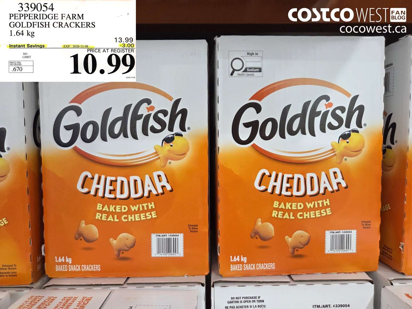 339054 PEPPERIDGE FARM GOLDFISH CRACKERS 1.64 KG ($3.00 INSTANT SAVINGS EXPIRES ON 2026-11-08) $10.99