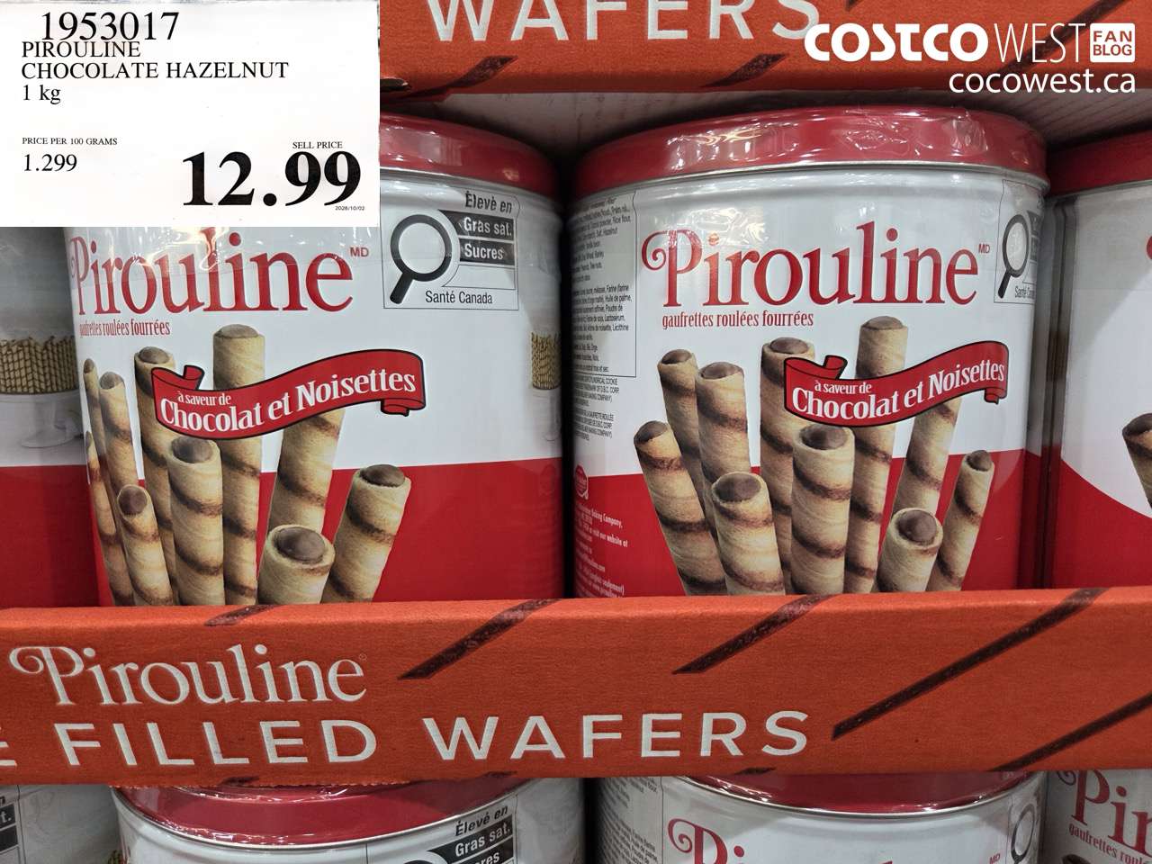 1953017 PIROULINE CHOCOLATE HAZELNUT 1 KG $12.99