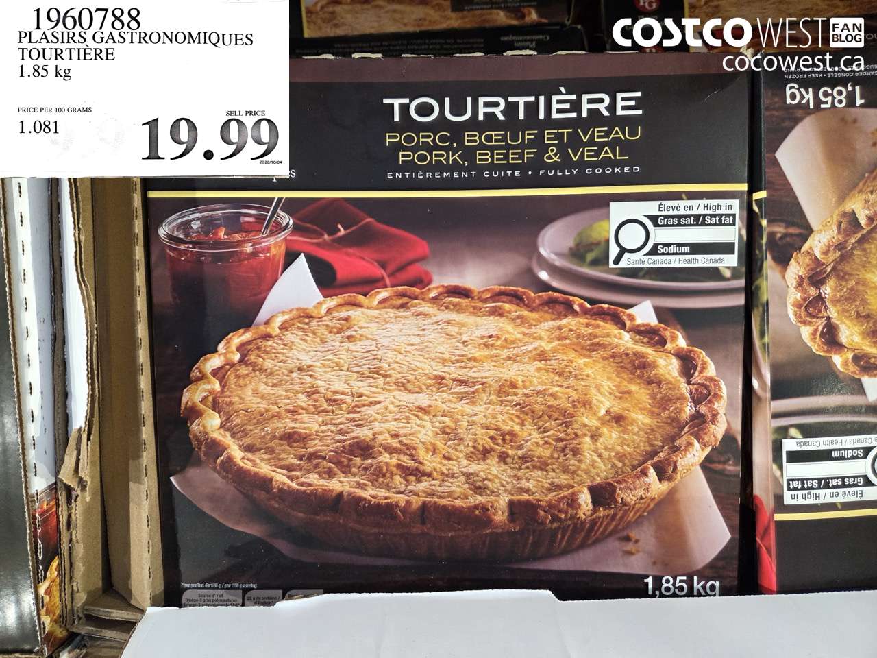 1960788 PLAISIRS GASTRONOMIQUES TOURTIÈRE 1.85 KG $19.99