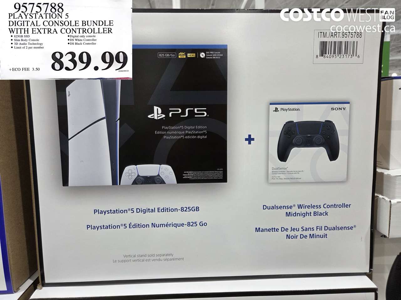 9575788 PLAYSTATION 5 DIGITAL CONSOLE BUNDLE WITH EXTRA CONTROLLER $839.99