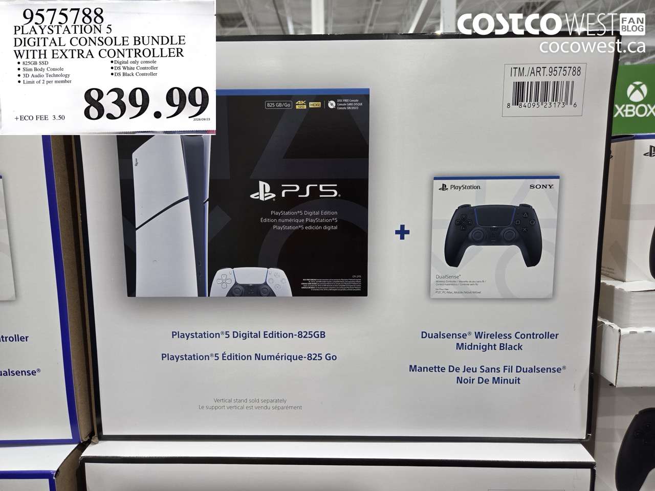 9575788 PLAYSTATION 5 DIGITAL CONSOLE BUNDLE WITH EXTRA CONTROLLER $839.99