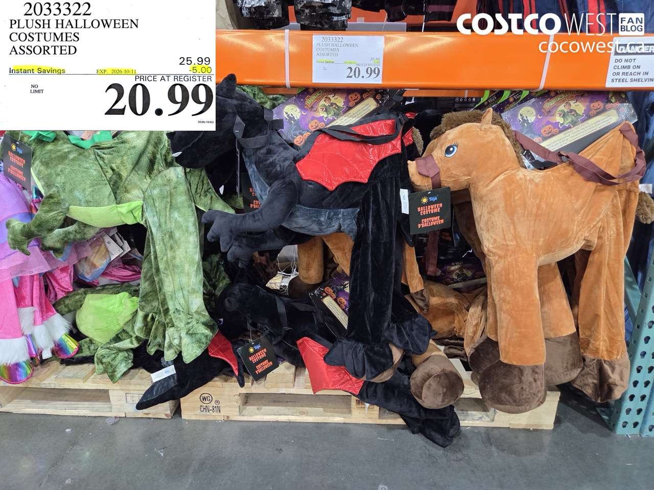 2033322 PLUSH HALLOWEEN COSTUMES ASSORTED ($5.00 INSTANT SAVINGS EXPIRES ON 2026-10-11) $20.99