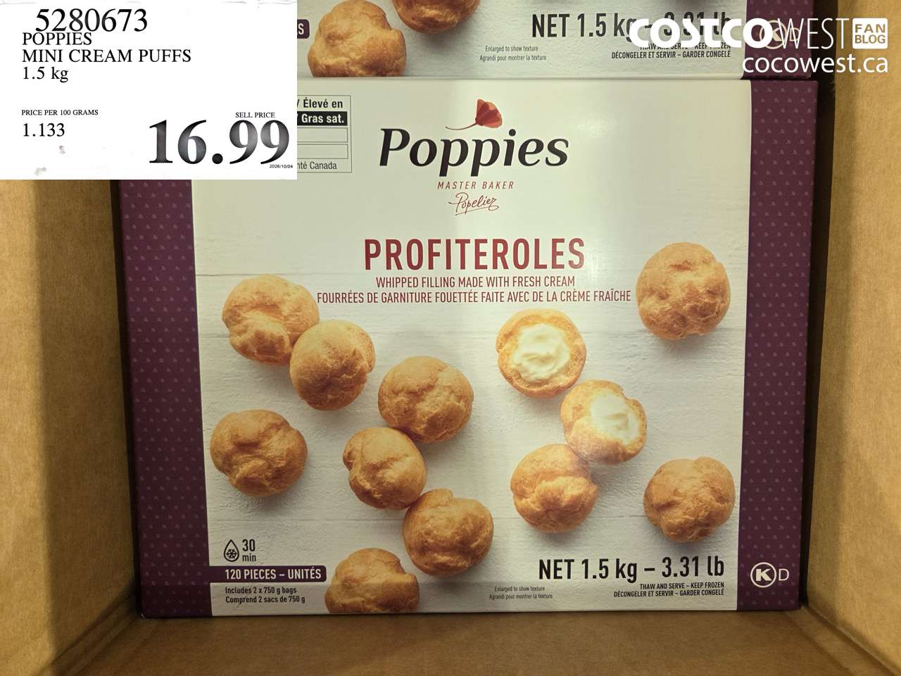 5280673 POPPIES MINI CREAM PUFFS 1.5 KG $16.99