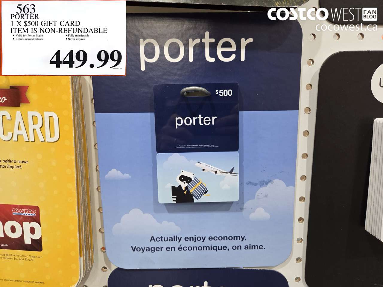 563 PORTER 1 X $500 GIFT CARD ITEM IS NON-REFUNDABLE $449.99