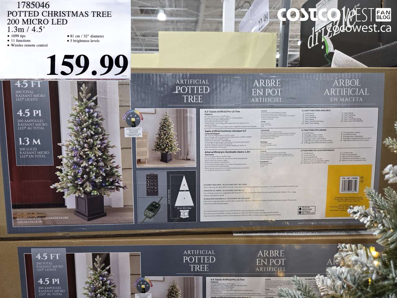 1785046 POTTED CHRISTMAS TREE 200 MICRO LED 1.3M / 4.5' $159.99