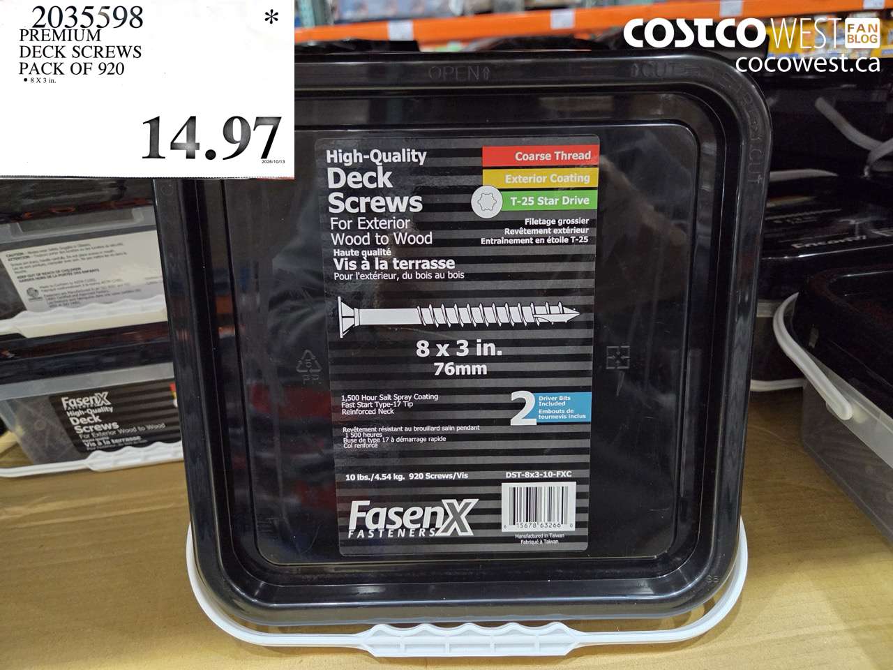 2035598 PREMIUM DECK SCREWS PACK OF 920 $14.97