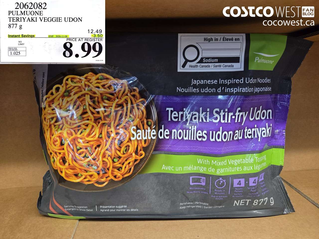 2062082 PULMUONE TERIYAKI VEGGIE UDON 877 G ($3.50 INSTANT SAVINGS EXPIRES ON 2026-11-08) $8.99