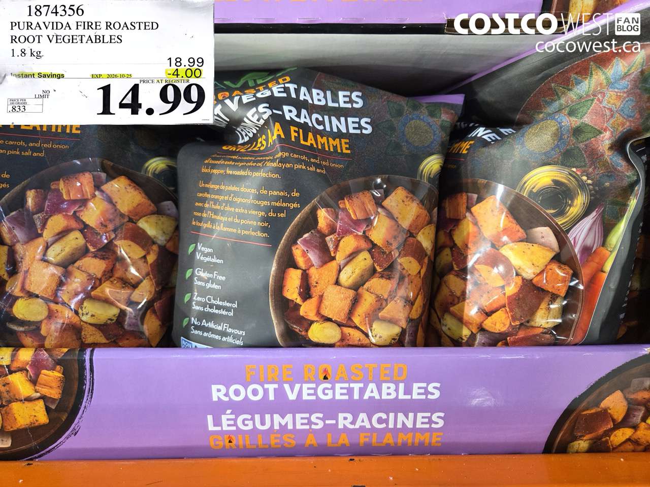 1874356 PURAVIDA FIRE ROASTED ROOT VEGETABLES 1.8 KG ($4.00 INSTANT SAVINGS EXPIRES ON 2026-10-25) $14.99