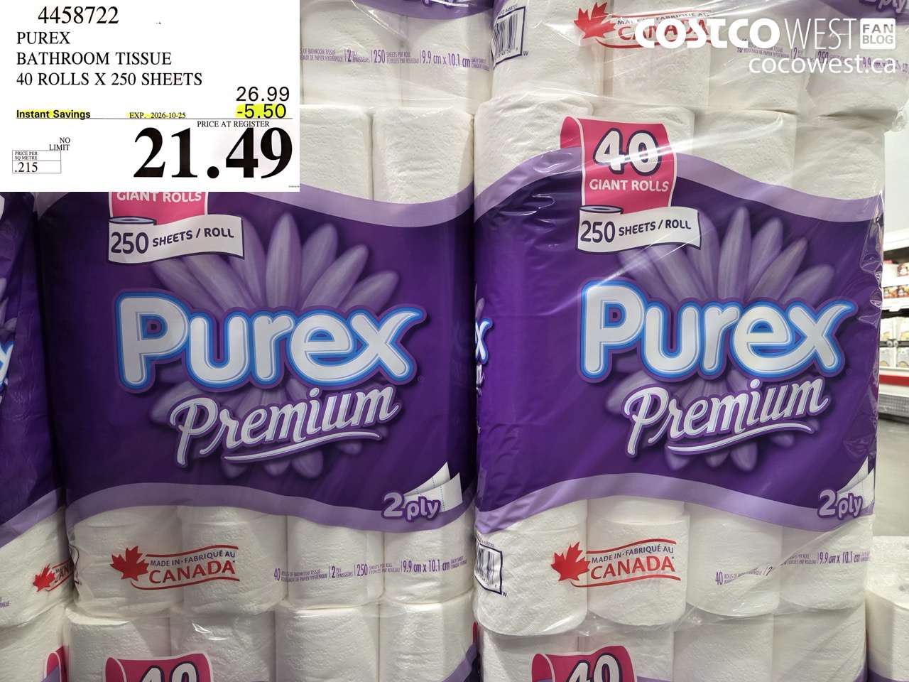 4458722 PUREX BATHROOM TISSUE 40 ROLLS X 250 SHEETS ($5.50 INSTANT SAVINGS EXPIRES ON 2026-10-25) $21.49