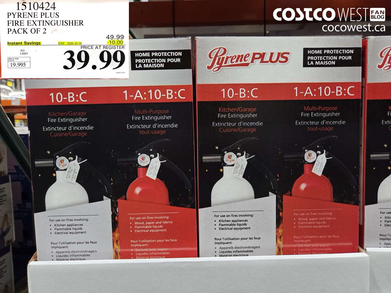 1510424 PYRENE PLUS FIRE EXTINGUISHER PACK OF 2 ($10.00 INSTANT SAVINGS EXPIRES ON 2026-10-18) $39.99
