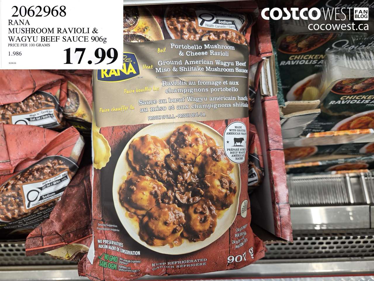 2062968 RANA MUSHROOM RAVIOLI & WAGYU BEEF SAUCE 906G $17.99