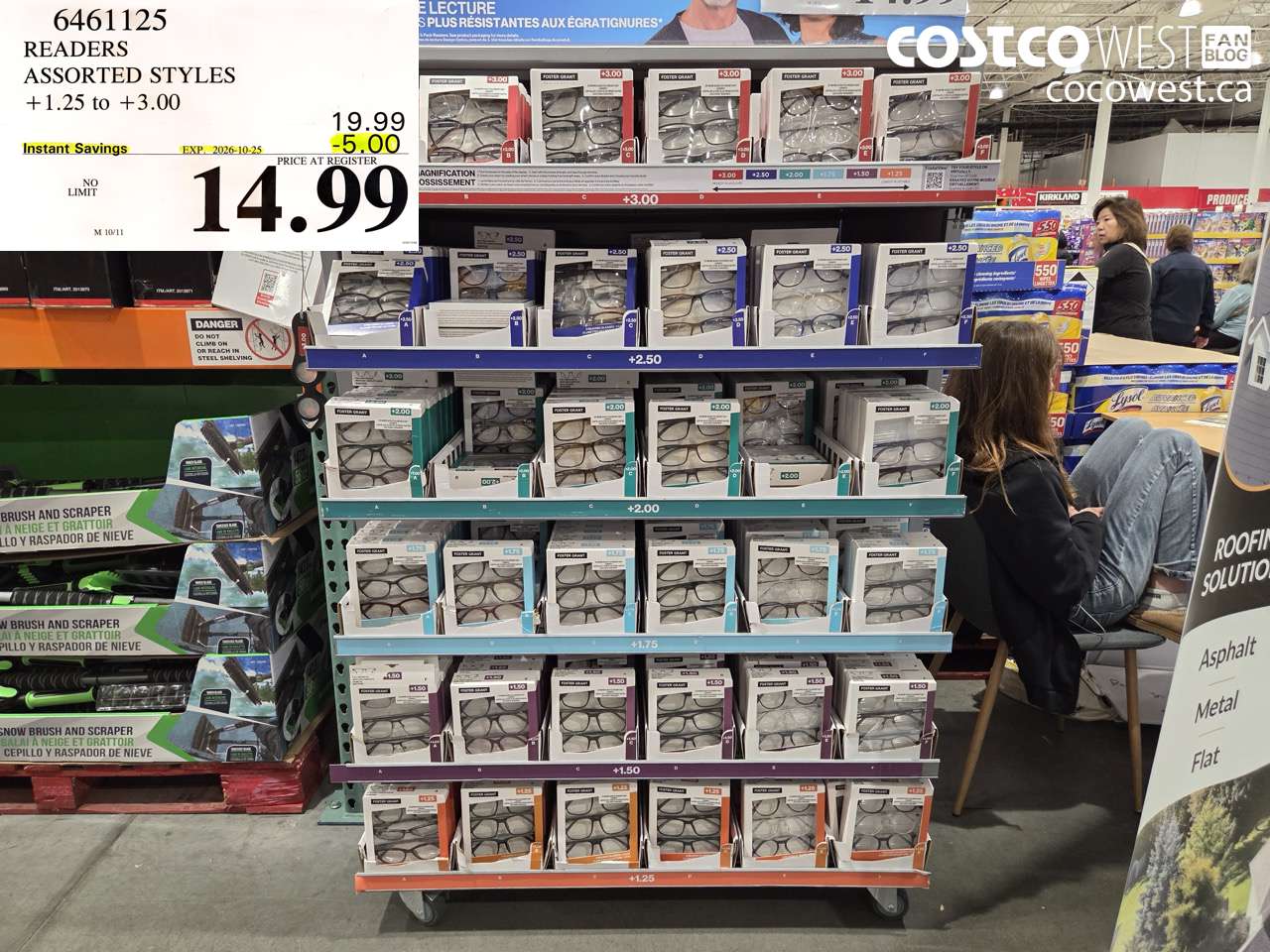 6461125 READERS ASSORTED STYLES +1.25 TO +3.00 ($5.00 INSTANT SAVINGS EXPIRES ON 2026-10-25) $14.99