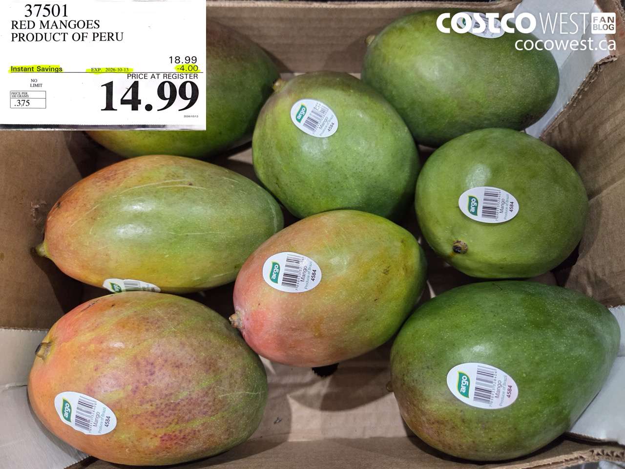 37501 RED MANGOES PRODUCT OF PERU ($4.00 INSTANT SAVINGS EXPIRES ON 2026-10-13) $14.99