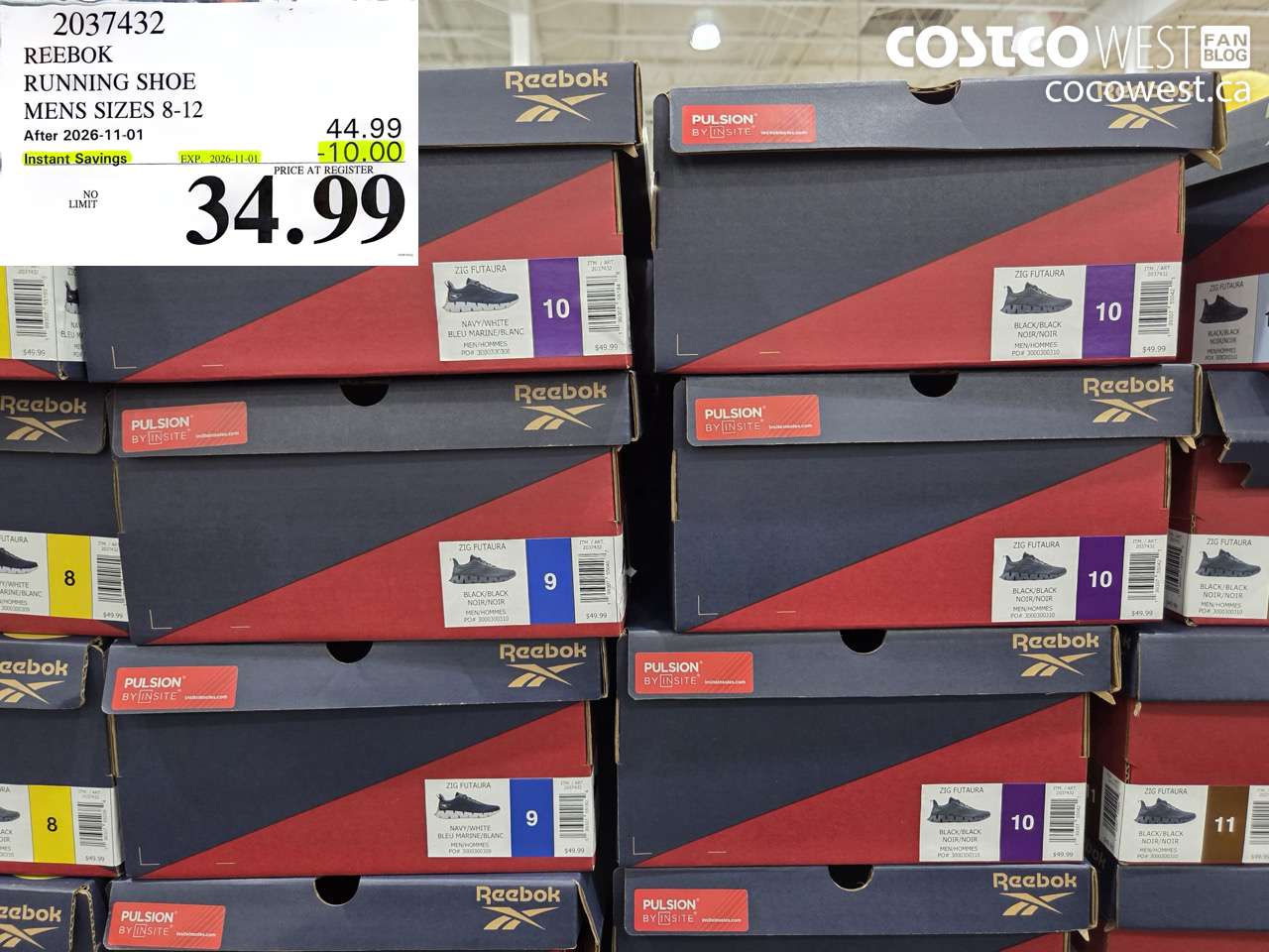 2037432 REEBOK RUNNING SHOE MENS SIZES 8-12 ($10.00 INSTANT SAVINGS EXPIRES ON 2026-11-01) $34.99